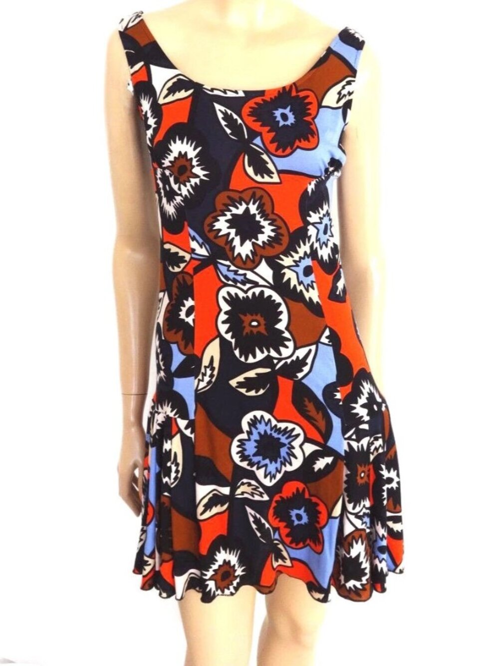 DIANE VON FURSTENBERG Silk Knit Slip Stretch Bold Floral Print Dress Size 6